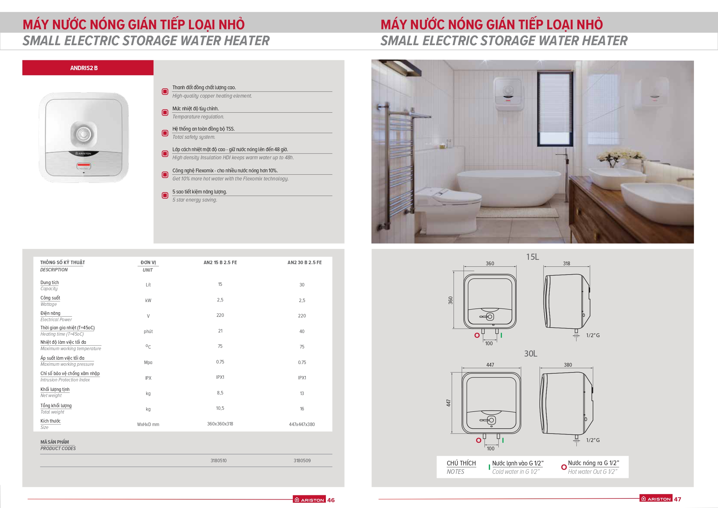 AN2 30 B Ariston Bình nước nóng cho dự án